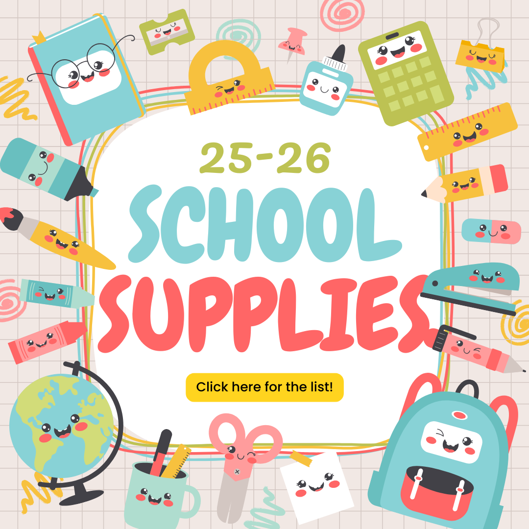  graphic with a selection of cute school supplies
